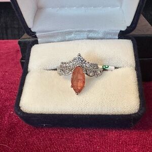 Bomb Party silver & orange ring size 8